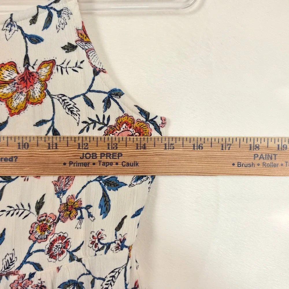 Old Navy Tiered Maxi‎ Dress Girls XL 14 Cream Floral Cottagecore Boho Coastal